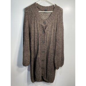 H&M womens sweater size medium knit long sleeve button up longer in length